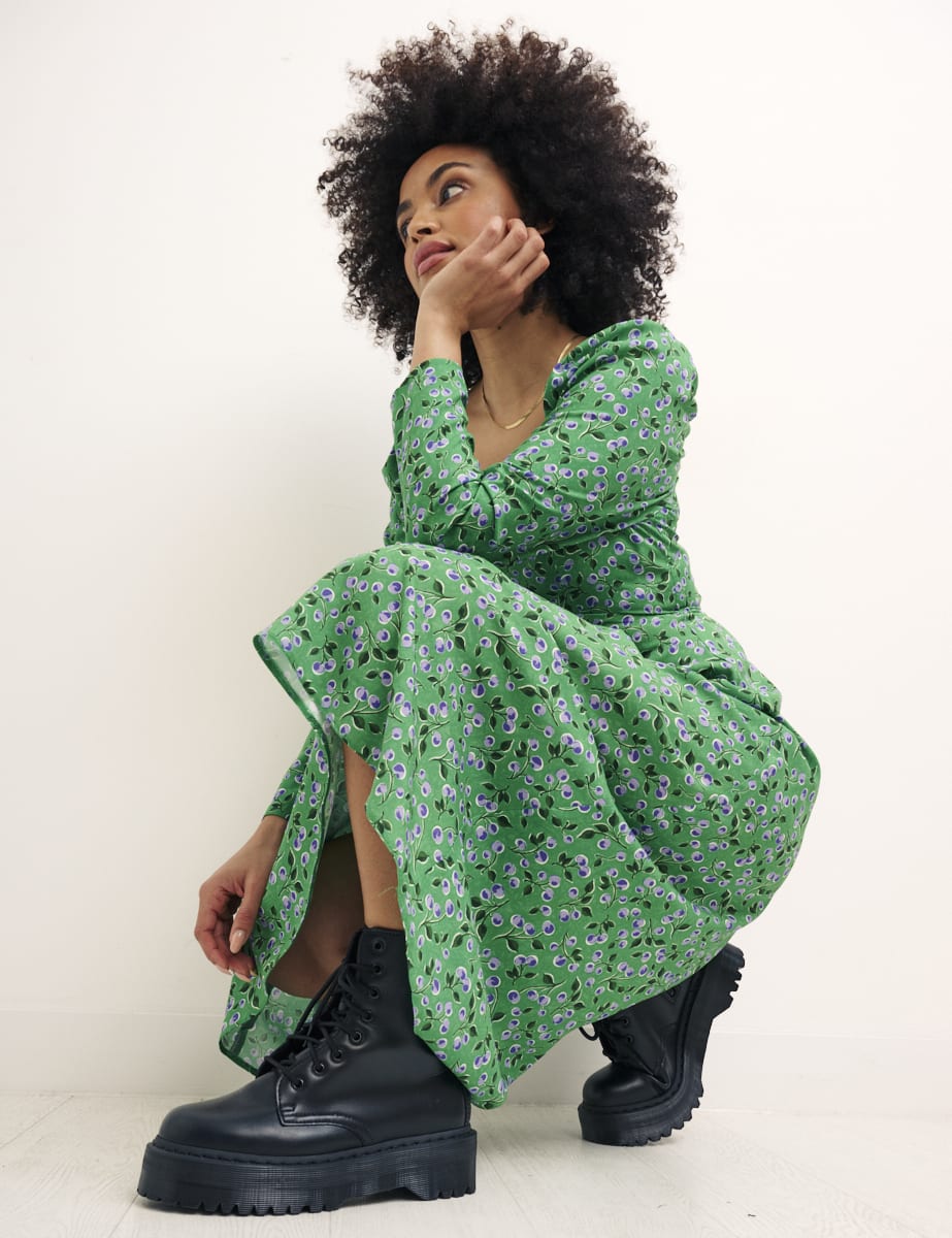 Alora Cherry Green Abby Midi Dress