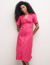 Pink Broderie Alexa Midi Dress