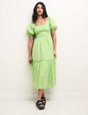 Green Puff Sleeve Tallulah Midi Dress