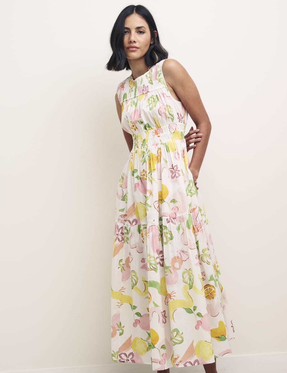 Watercolour Fruit Print Elora Midaxi Dress