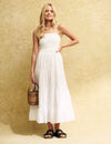 Petite White Shirred Maisi Midi Dress