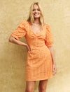 Orange Gingham Check Penny Mini Dress