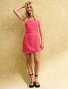 Pink Belted Coral Mini Dress