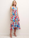 Big Floral V-Neck Sleeveless Smock Amy Midi Dress