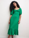 Green Sweetheart Neck Darcie Midi Dress