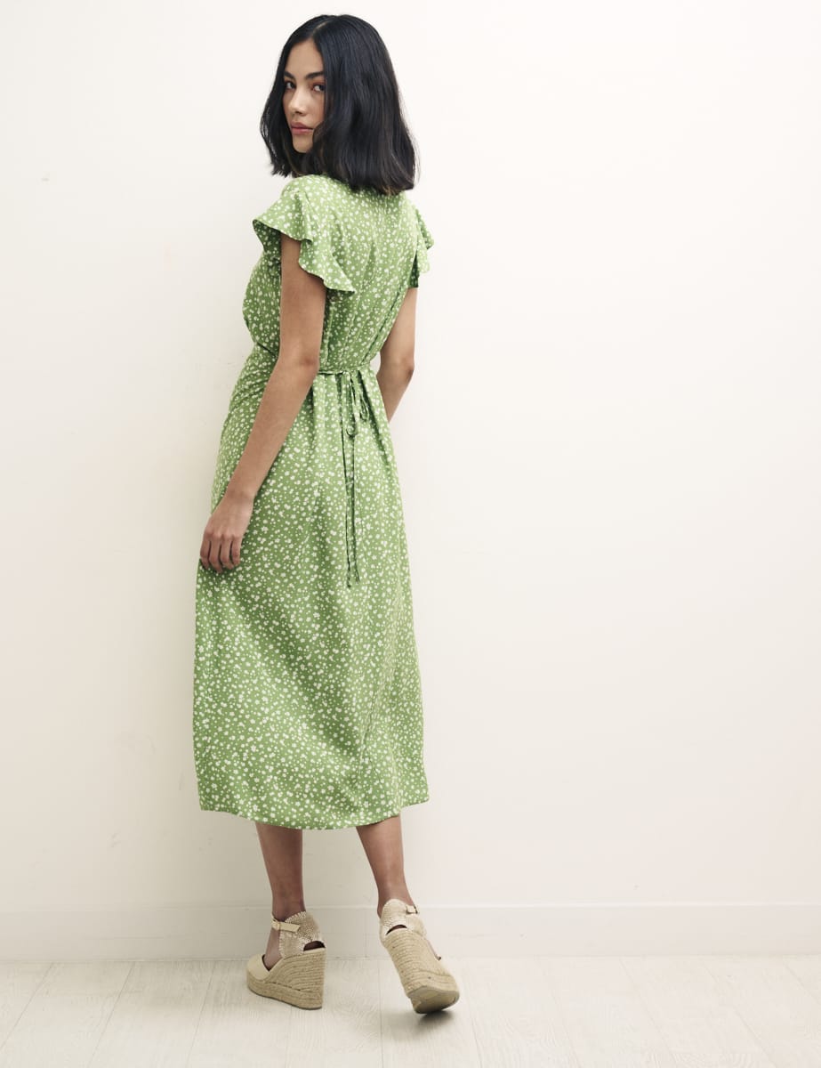 Ditsy Green Lily Midi Dress