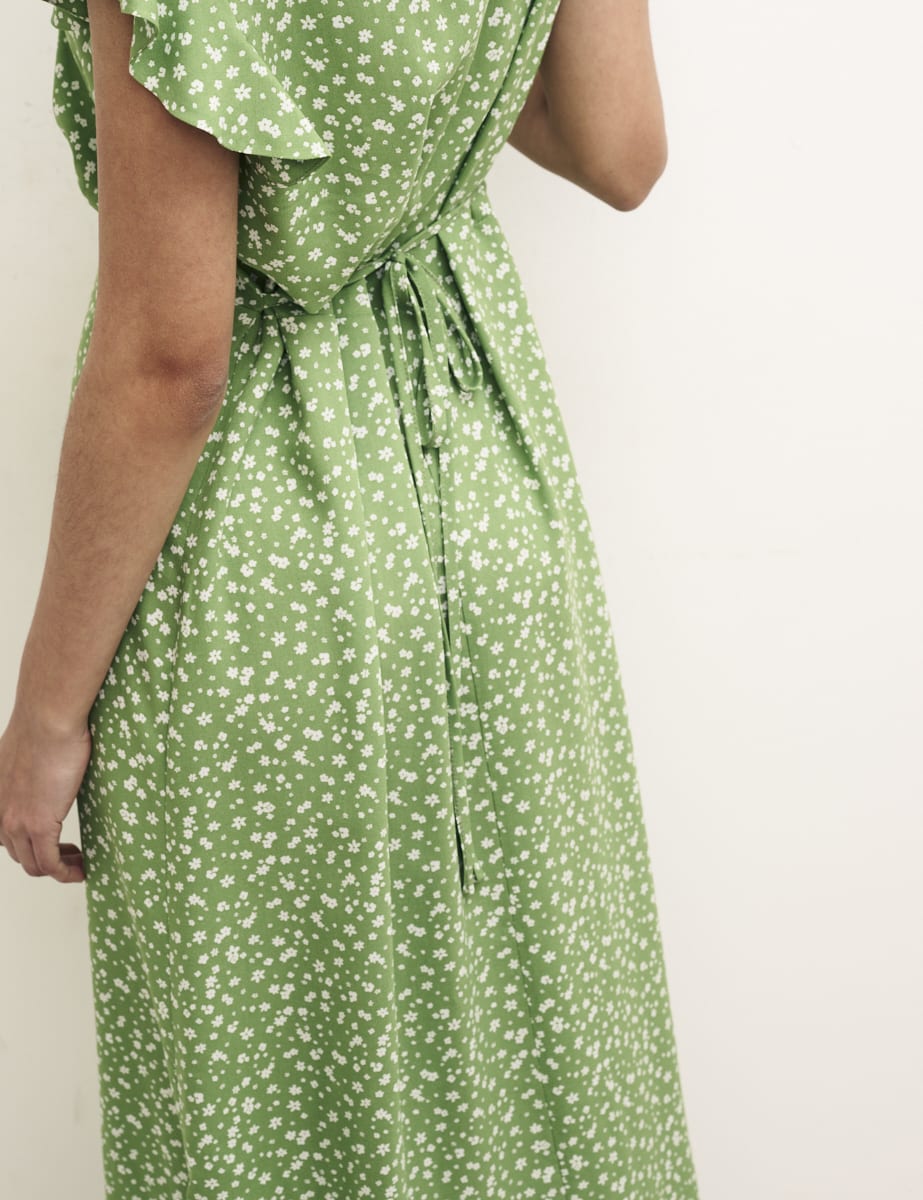 Ditsy Green Lily Midi Dress