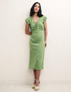 Ditsy Green Lily Midi Dress