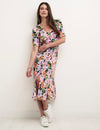 Petite Floral Alexa with Shirring Midi Dress