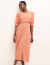 Orange Heart Print Petite Felicia Midi Dress