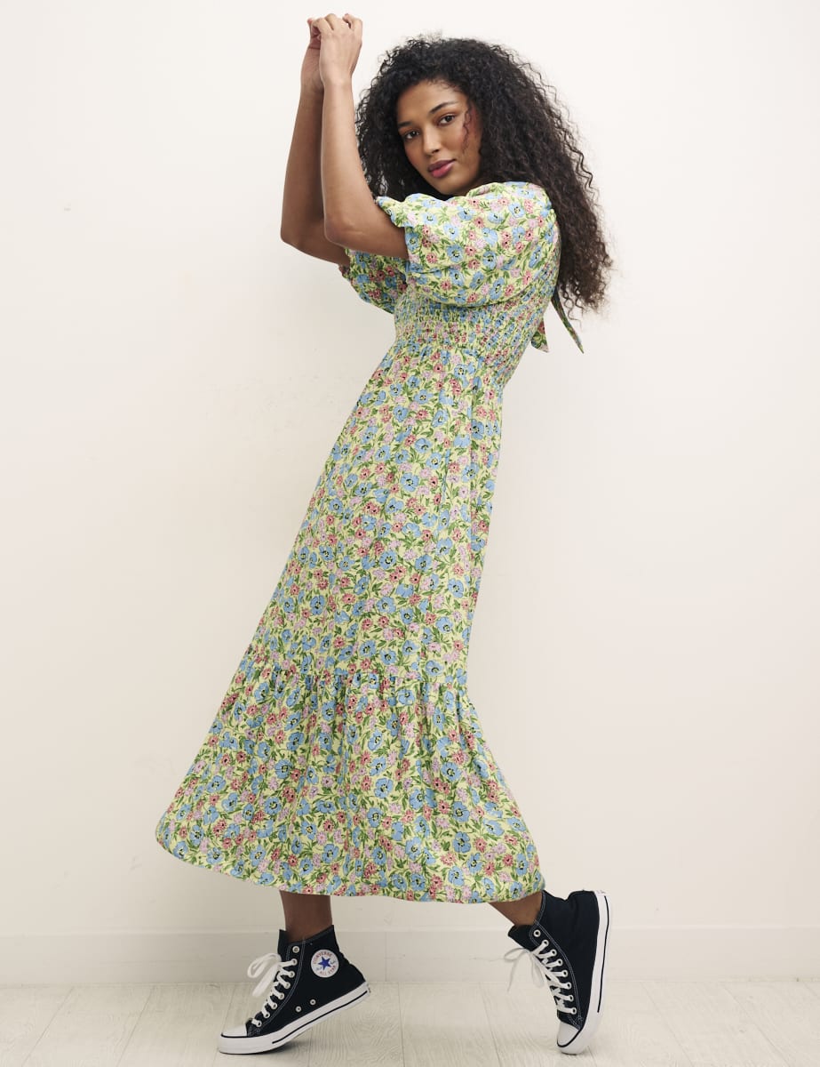 Green Floral Kelsie Midi Dress