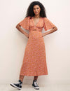 Orange Heart Print London Midi Dress