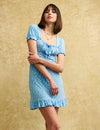 Ditsy Blue Milkmaid Mekenna Mini Dress