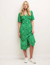 Green Sicilian Lemon Alexa Midi with Shirring Tea Dress