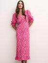 Pink Heart Print Sleeve Delilah Midi Tea Dress