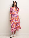 Petite Pink Daisy Print Luna Midi Dress