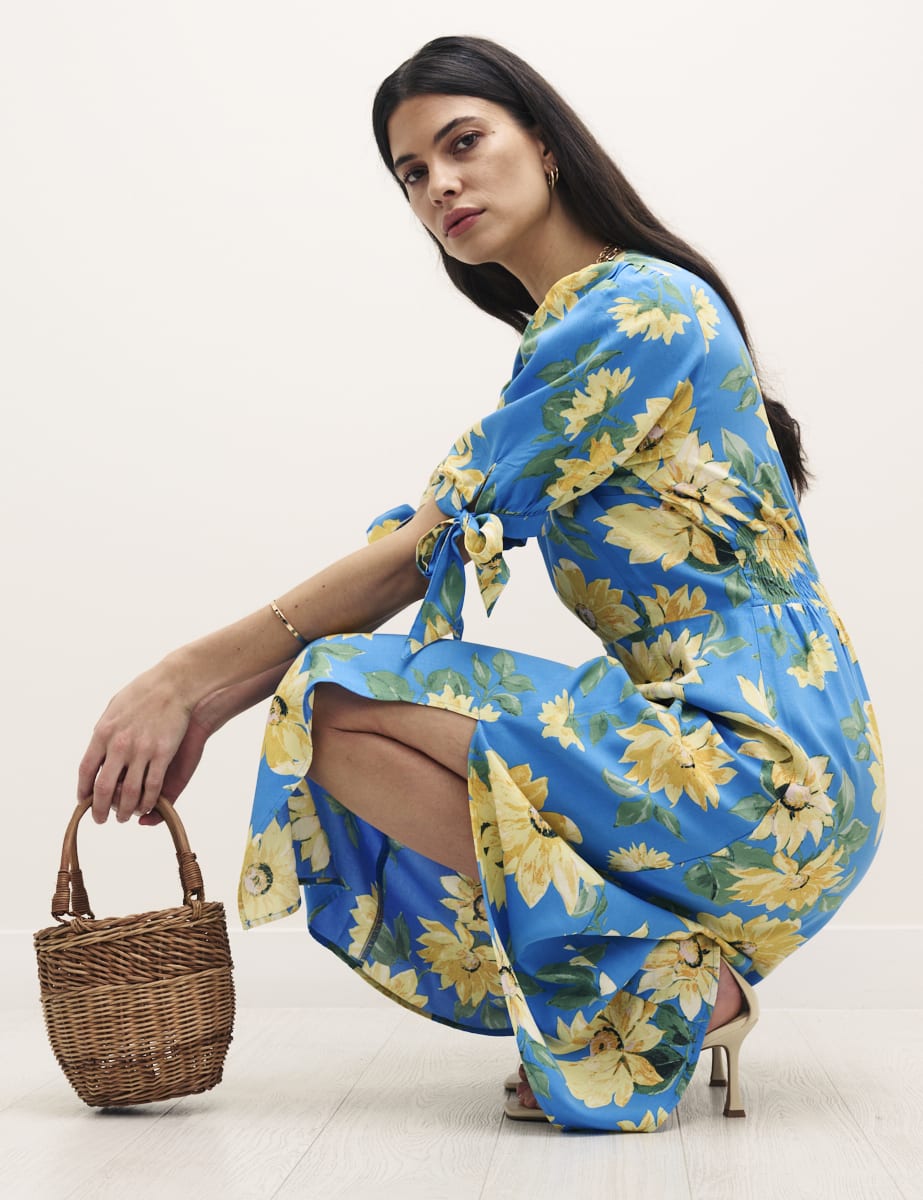 Petite Sunflower Floral Esme Midi Dress