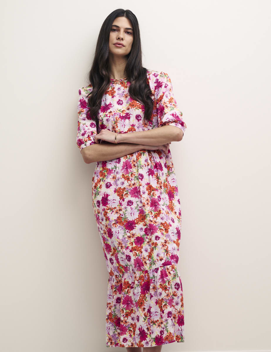 Big Floral Rachel Midi Dress