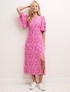 Pink Heart Print Elka Midi Dress