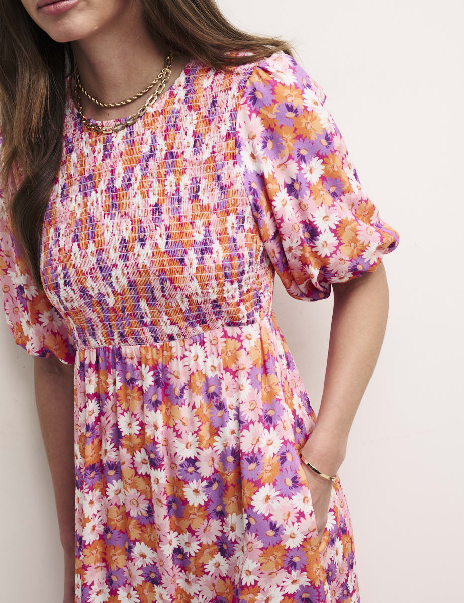 Multi Daisy Floral Kelsie Midi Dress