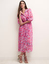 Pink Floral Malika Midi Shirt Dress