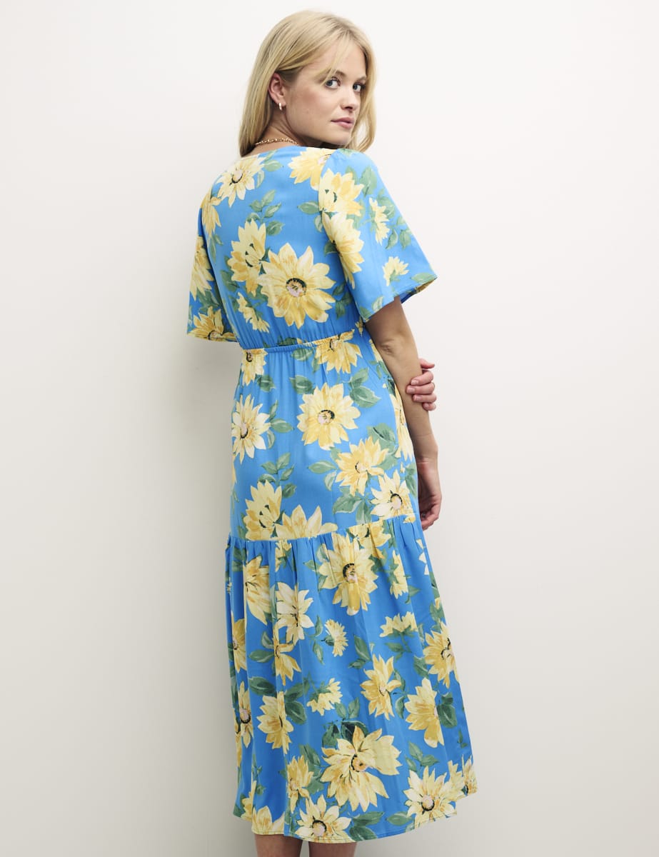 Sunflower Clementine Flutter Sleeve Midi Dress