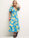 Sunflower Clementine Flutter Sleeve Midi Dress