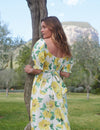 Sunflower Puff Sleeve Ginger Midi Dress