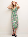 Green and Pink Floral Sandra Midi Dress