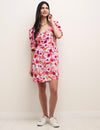 Pink and Orange Big Floral Penny Mini Dress