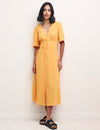 Orange Alexa Midi with Shirring Dress