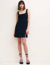 Black Linen-Blend Valentina Mini Dress