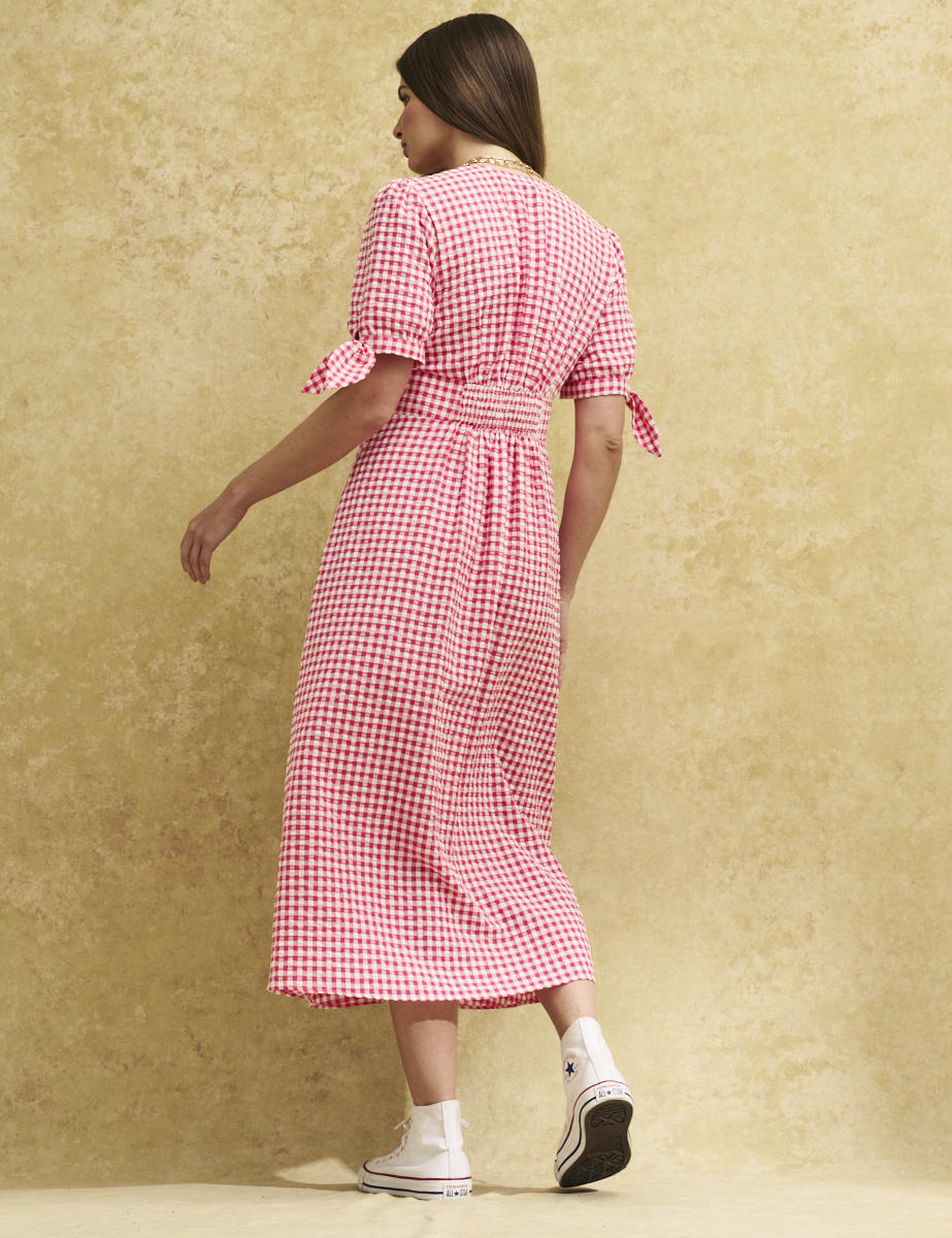 Pink Gingham Check Alexis Midi Dress