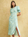 Blue and Yellow Floral Luna Midi Dress