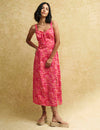 Pink Watercolour Ruffle Trim Lucia Midi Sun Dress