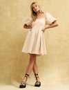 Beige Puff Sleeve Andie Mini Dress