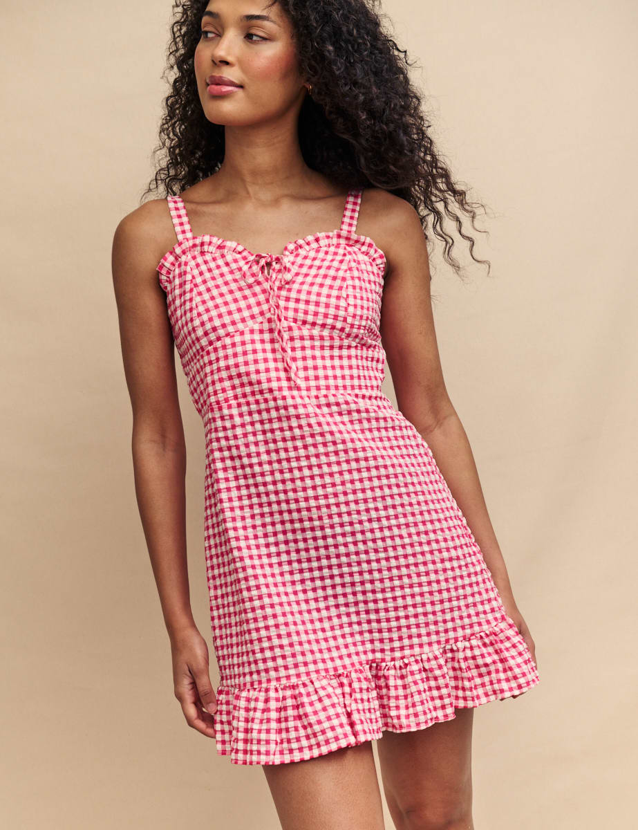 Pink Gingham Check Sweetheart Lucia Mini Dress