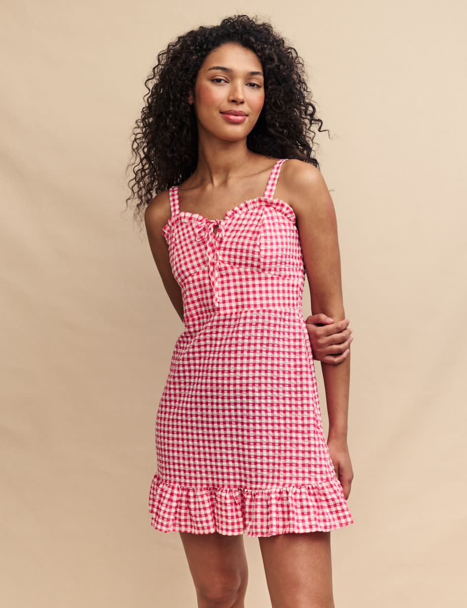 Pink Gingham Check Sweetheart Lucia Mini Dress