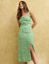 Green Brushstroke Sweetheart Lucia Midi Dress