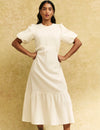 White Kelsie Smock Midi Dress