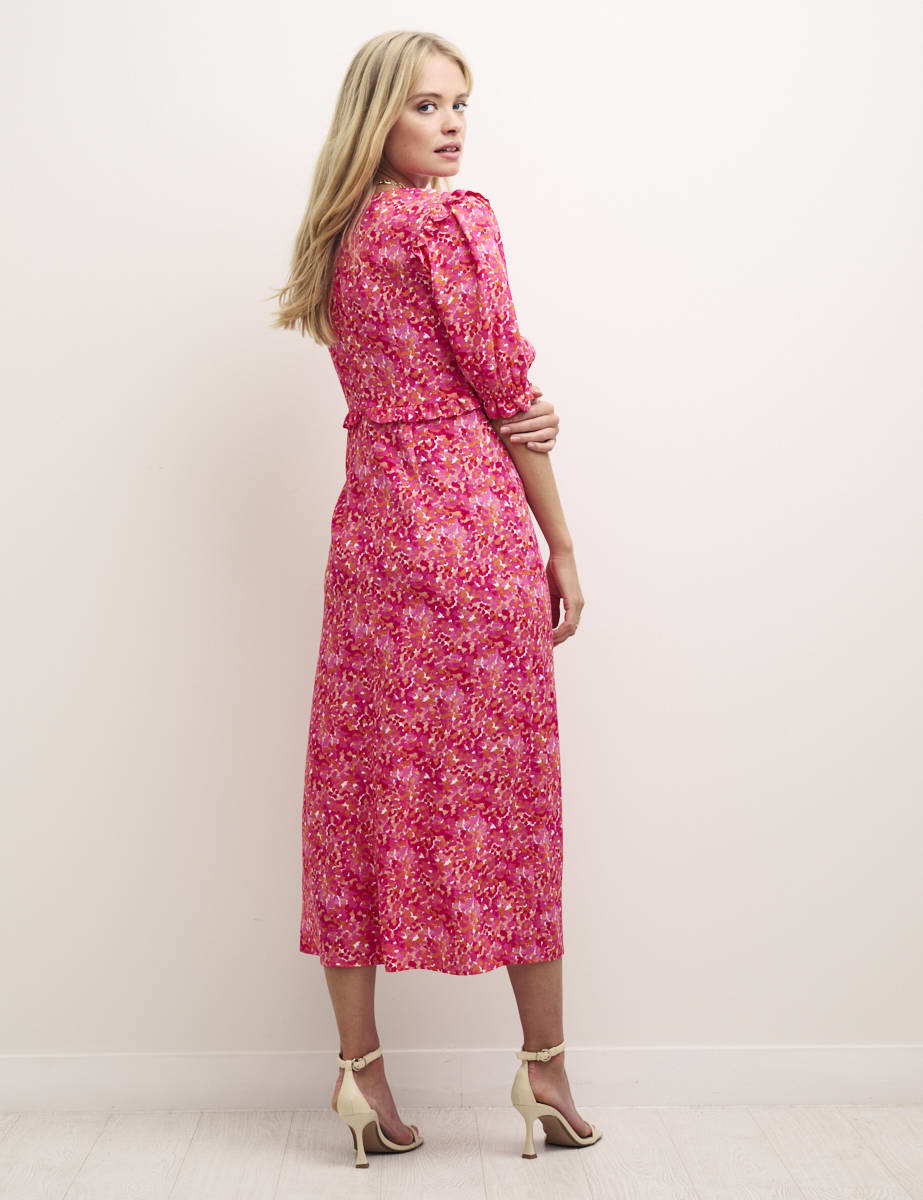 Pink Watercolour Felicia Midi Dress