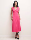 Pink Linen-blend Sandra Midi Dress