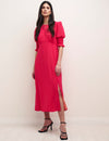 Pink Luna Chiffon Midi Dress