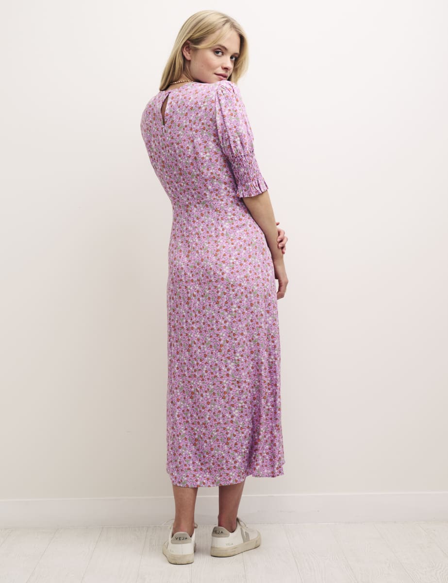 Pink Heart Print Luna Midi Shift Dress