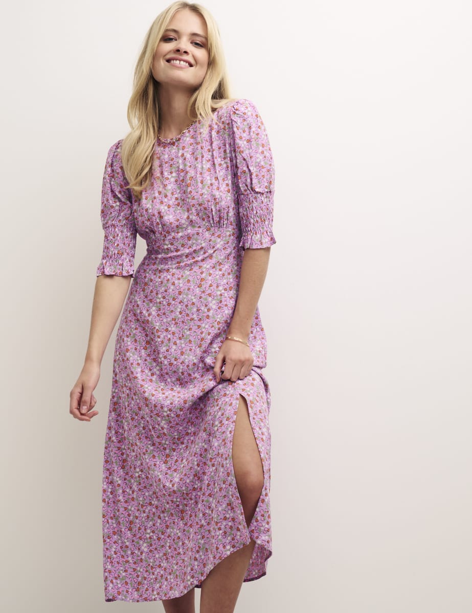 Pink Heart Print Luna Midi Shift Dress