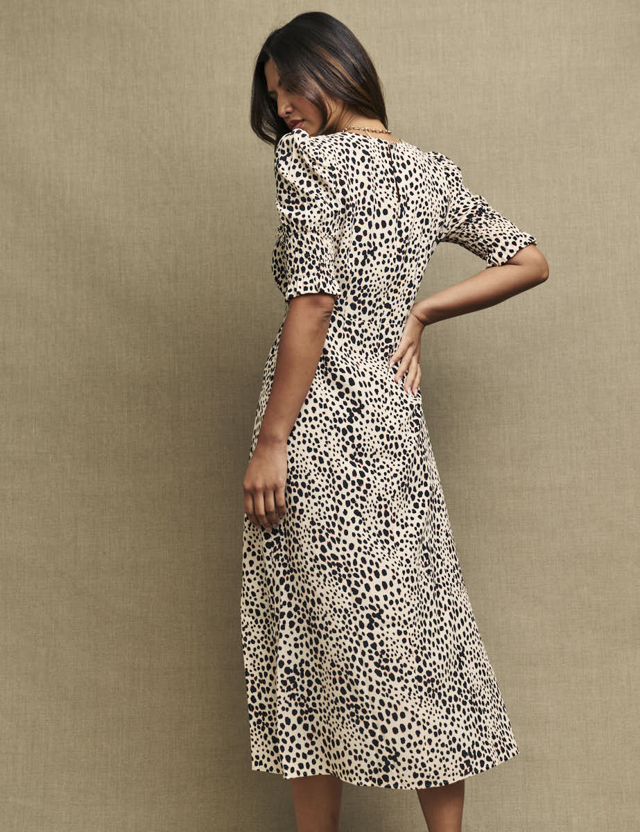 Petite Animal Spot Print Luna Midi Dress