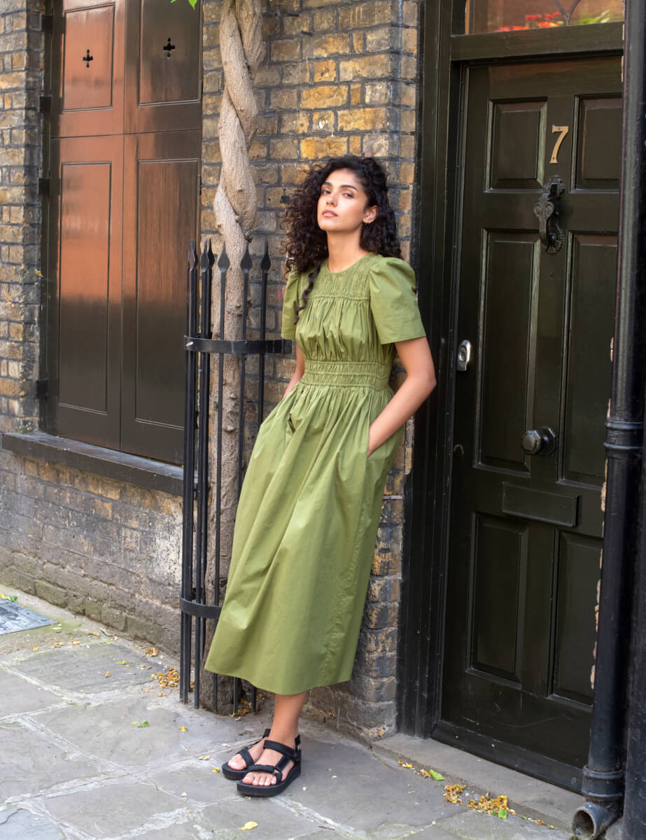 Olive Green Natalia Midi Dress