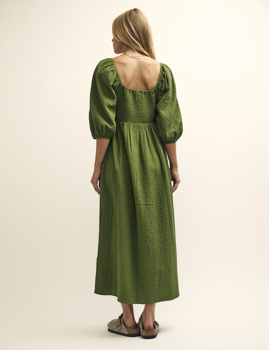 Olive Green Kylie Midi Smock Dress