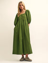 Olive Green Kylie Midi Smock Dress