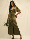 Olive Green Satin Erin Bridesmaid Midaxi Dress